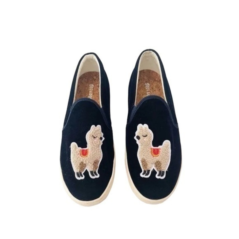 Soludos Llama Navy Blue Velvet Slip On Sneakers‎ 7.5